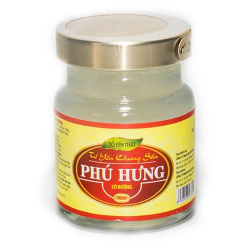 Yến tươi chưng sẵn Vị Đường phèn, Yến Sào Phú Hưng, hộp quà tặng 6 lọ x70ml, không chất bảo quản, yến thật