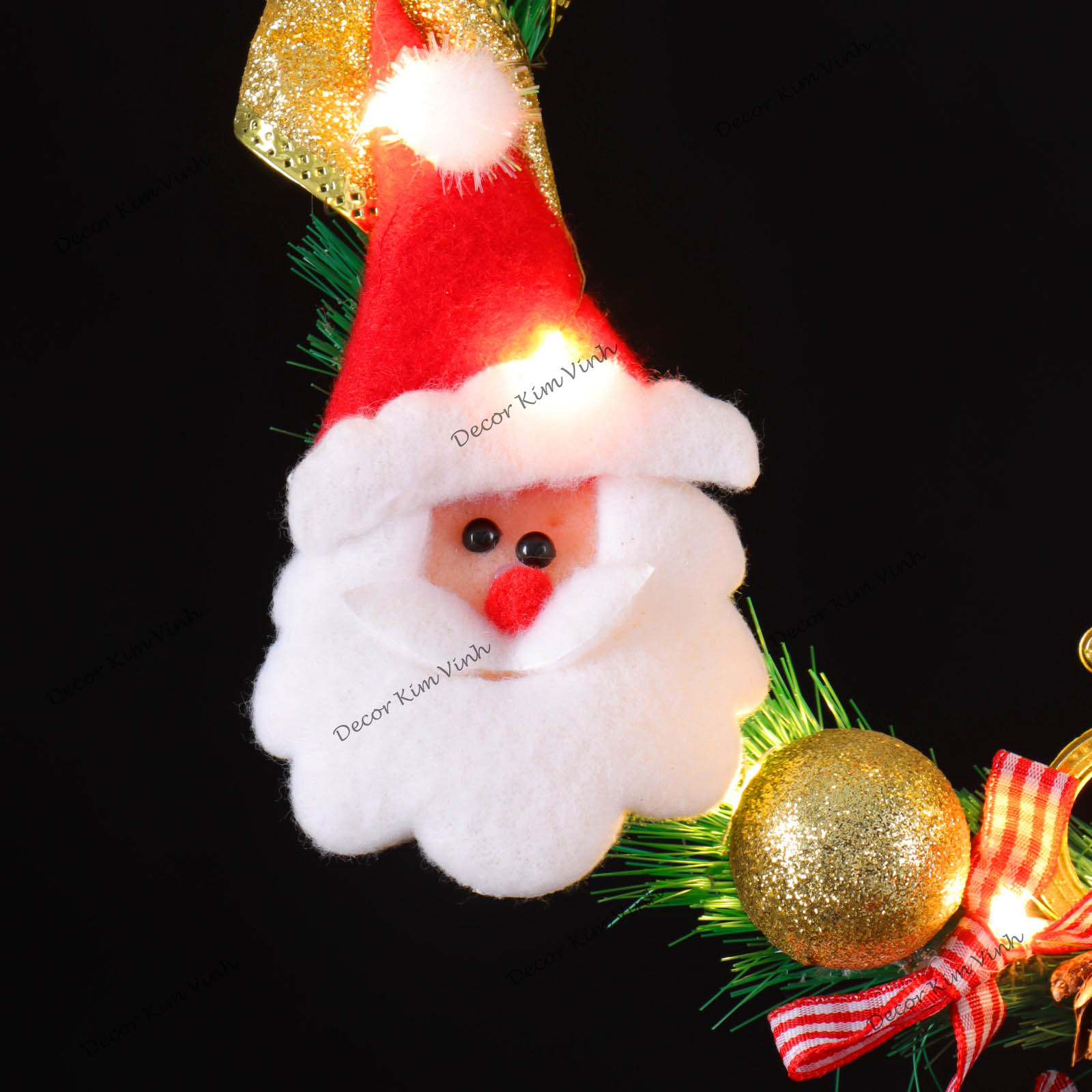 Vòng hoa Noel TC01 25cm Vòng Hoa Trang Trí Noel Vòng Nguyệt Quế Giáng Sinh Có Đèn
