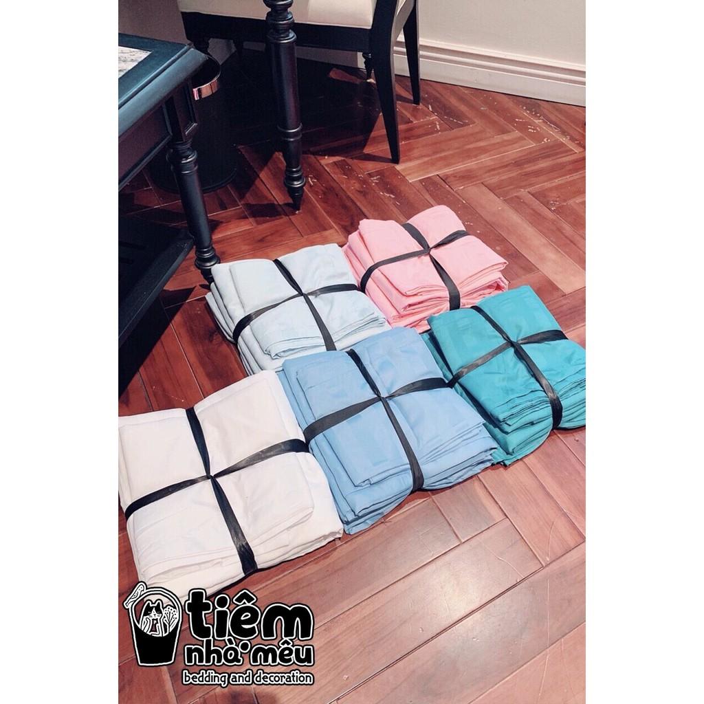 Bộ Chăn Ga Gối Cotton 3F m6/m8/2m -Tiệm Nhà Mêu Set 4 Món Hoạ Tiết Kẻ Mờ Chuyên Dùng Cho HOMESTAY - KHÁCH SẠN