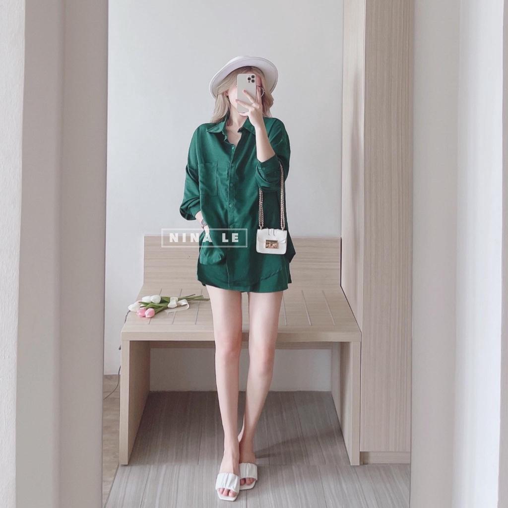Sét bộ nữ áo sơ mi dài tay phối quần đùi đa màu sắc thích hợp cho nàng dạo phố, đi biển