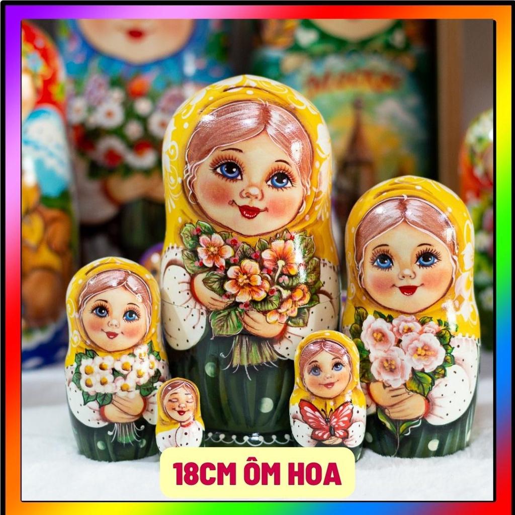 BỘ BÚP BÊ NGA MATRYOSHKA 5 LỚP 18CM "MISA ÔM HOA VÀNG" CỰC ĐẸP VÀ DỄ THƯƠNG