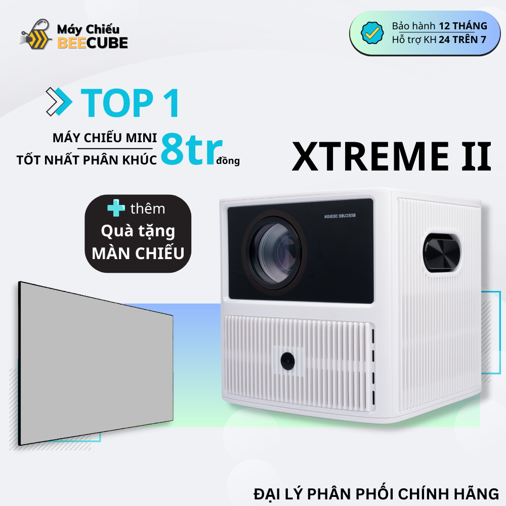 Máy Chiếu Mini Beecube Xtreme Gen 2 Full HD 1080P Hỗ Trợ 4K Loa 20W Độ Sáng 850Ansi Hàng Chính Hãng