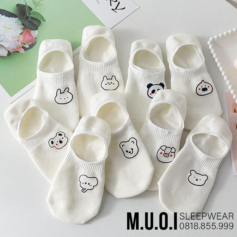 Tất vớ nữ cổ ngắn dễ thương cotton hình thú màu trắng mỏng thoáng Urbanize - Chọn ngẫu nhiên