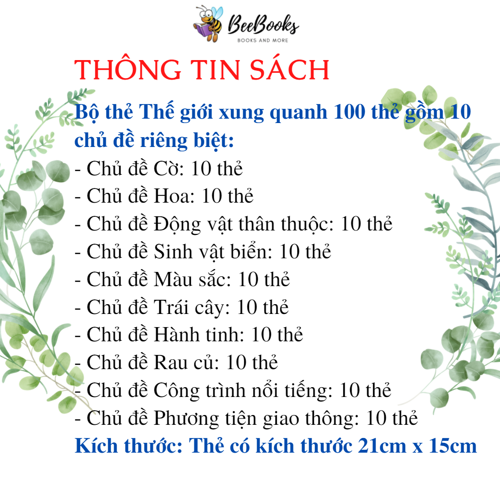 Thẻ Học Thông Minh- Flashcard Thế Giới Xung Quanh Theo Phương Pháp Glenn Doman-Cho Bé Từ 0-4 Tuổi (Hộp 100 Thẻ)