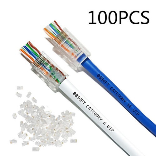 Hạt mạng RJ45 xuyên thấu đúng chuẩn Cat6 bấm được cho các loại dây Cat6 loại, 100 đầu/hộp