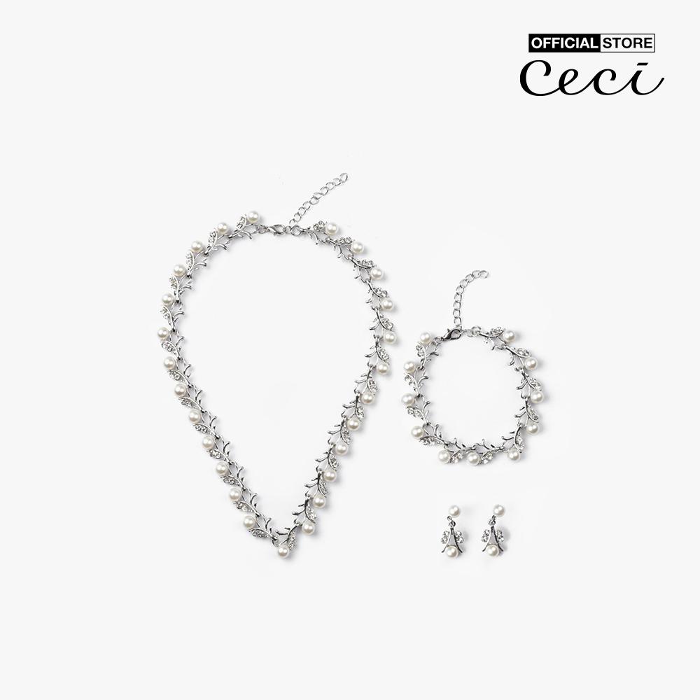 CECI - Bộ 3 món trang sức nữ đính đá và ngọc trai thiết kế độc đáo CC15-01000002