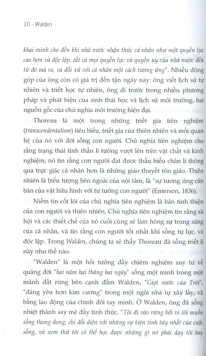 Walden - Một Mình Sống Trong Rừng (Tủ sách Tinh Hoa) - Ấn phẩm bỏ túi