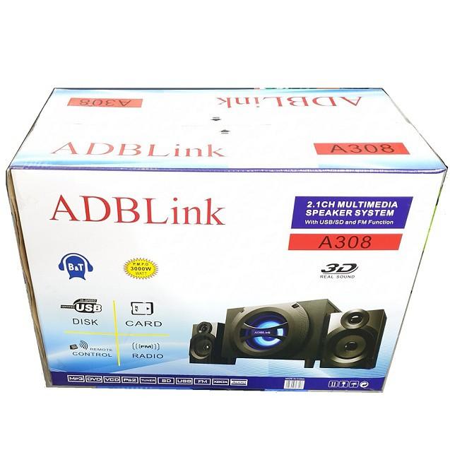 Loa Vi Tính 2.1 ADBLink A308-  Bluetooth Có khe cắmThẻ Nhớ ,Usb Hàng Chính Hãng