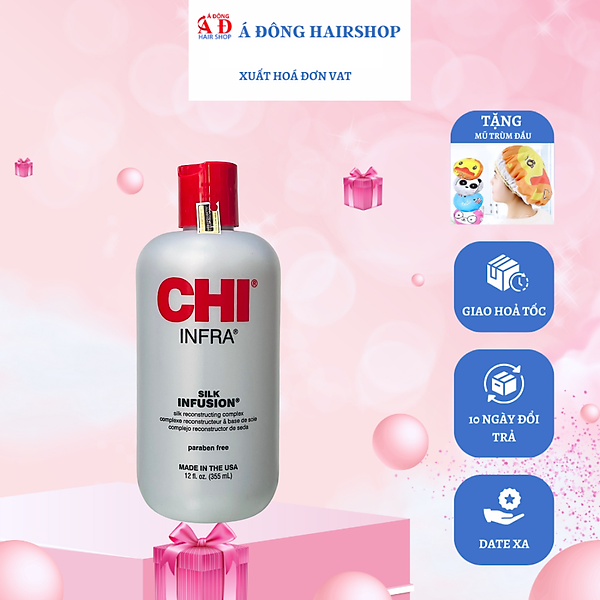 [+Tặng mũ trùm] Tinh dầu dưỡng tóc CHI Silk Infusion Silk Rescontructing Complex 355ml