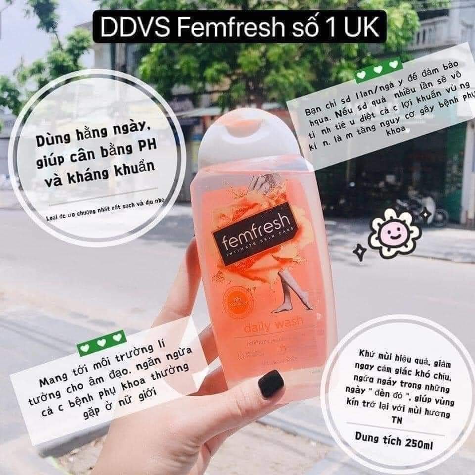 nước rửa ddvs  phụ nữ Femfresh 250ml ( bao bì có thể thay đổi tùy vào đợt sản xuất  )( không xuất hóa đơn )