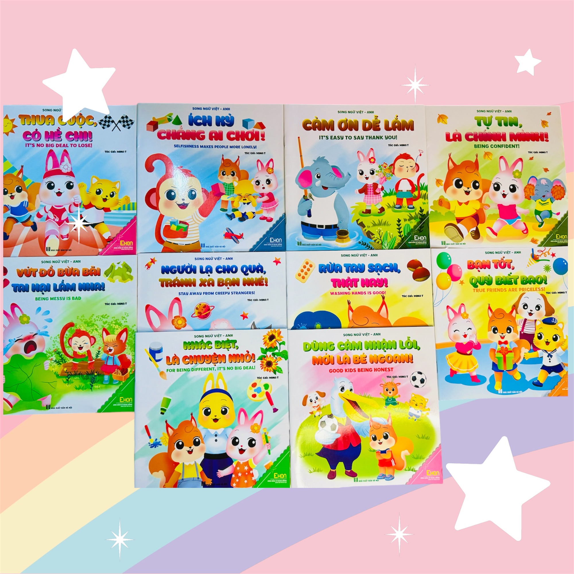 Sách Truyện Ehon Nhật Bản- Combo 10 cuốn Sách Ehon Ươm Mầm Kỹ Năng Sống dành cho trẻ (Song ngữ Việt Anh)