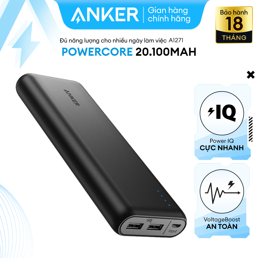 Pin Sạc Dự Phòng Anker PowerCore 20100mAh - A1271H11 / A1271011 (Đen) - Hàng Chính Hãng