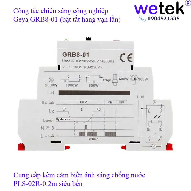 Công tắc điều khiển chiếu sáng tự động GRB8-01 Geya kèm cảm biến ánh sang, bật tắt hàng vạn lần, rẻ, bền, bảo hành 12T