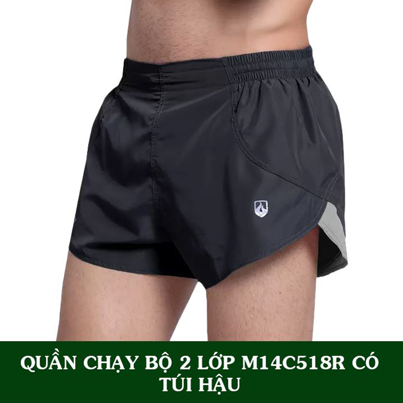 Quần Chạy Bộ Nam 2 Lớp Túi Hậu M14C518R