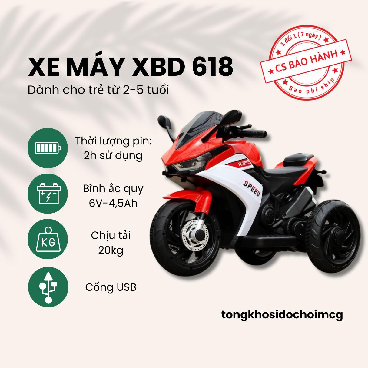 Xe máy điện trẻ em phân khối lớn cho bé Mã XBD618