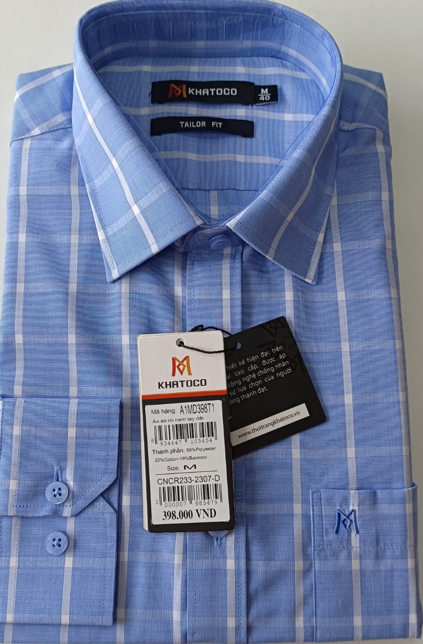 Áo sơ mi dài tay Khatoco dáng Tailor Fit mềm mịn, thoáng mát, chống nhăn