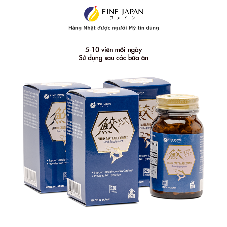 Viên Uống Sụn Cá Mập Bổ Xương Nhật Bản - Fine Japan Shark Cartilage Extract Hộp 520 Viên