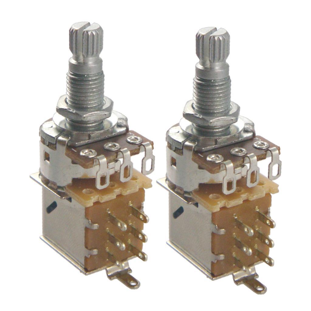 2X 2 Pack Push Pull Control Pots Guitar Potentiometer 18mm Split Shaft