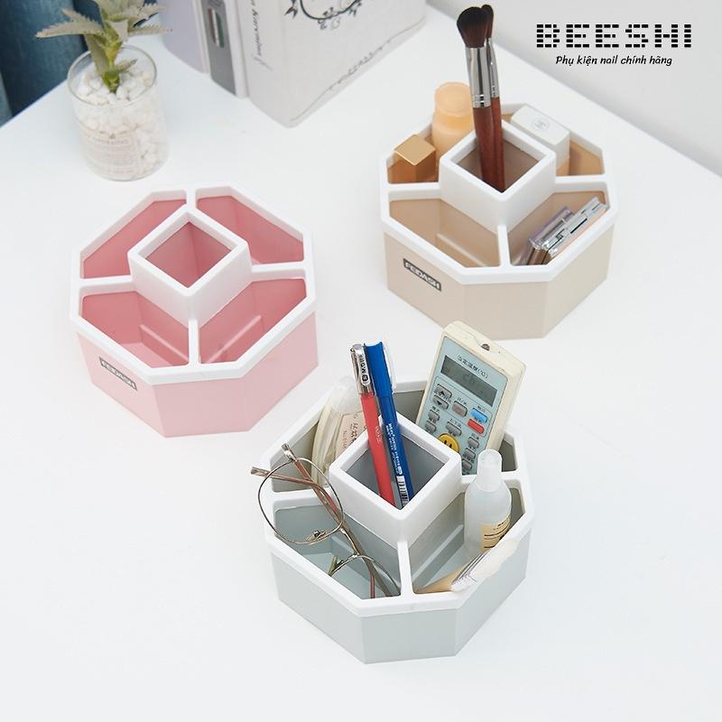 Cốc đựng cọ, khay đựng cọ làm móng 5 ngăn- khay lục giác