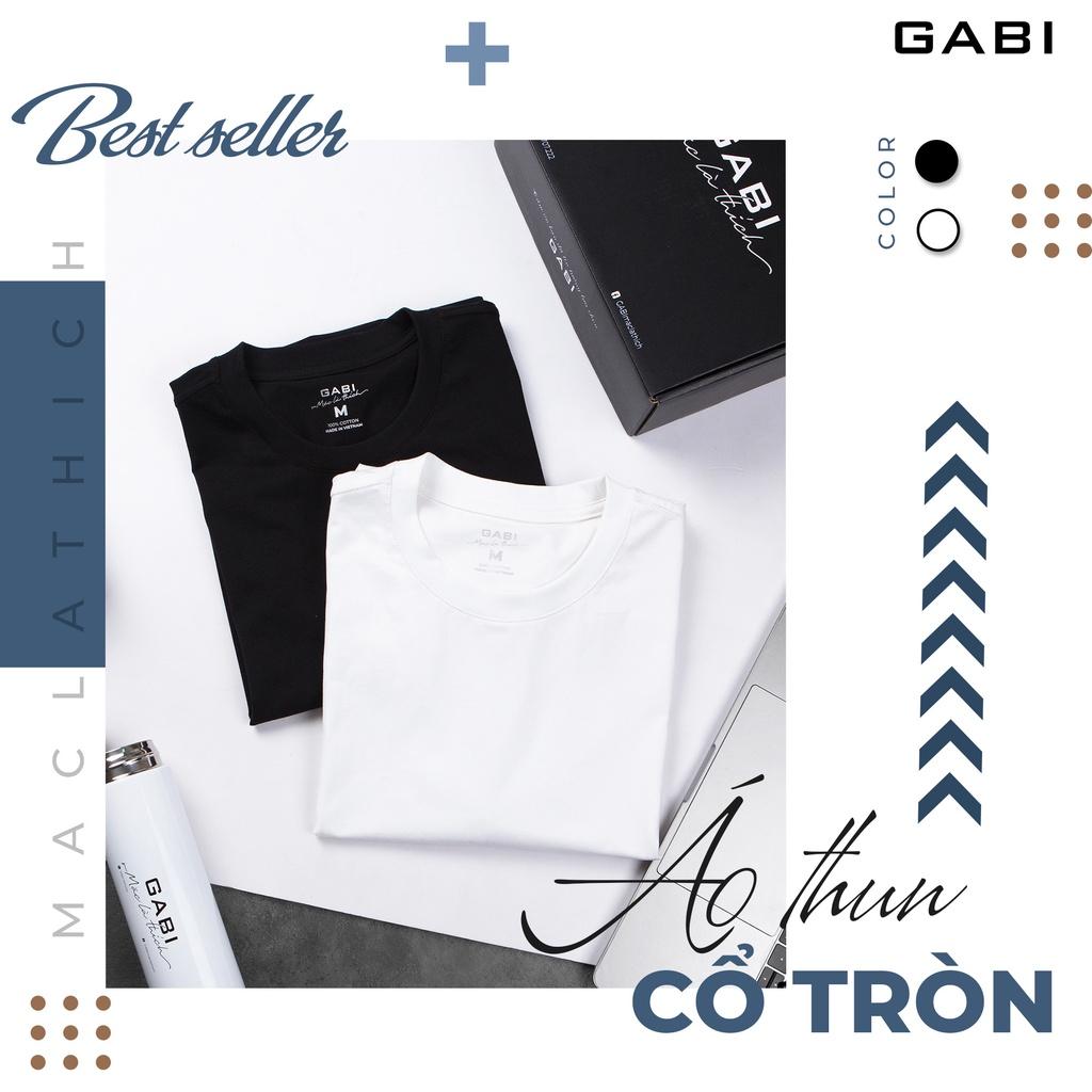 Áo thun Nam cổ tròn GABI chất liệu cotton dày dặn, thấm hút mồ hôi tốt, màu đen trắng, form Regular phù hợp, lịch lãm