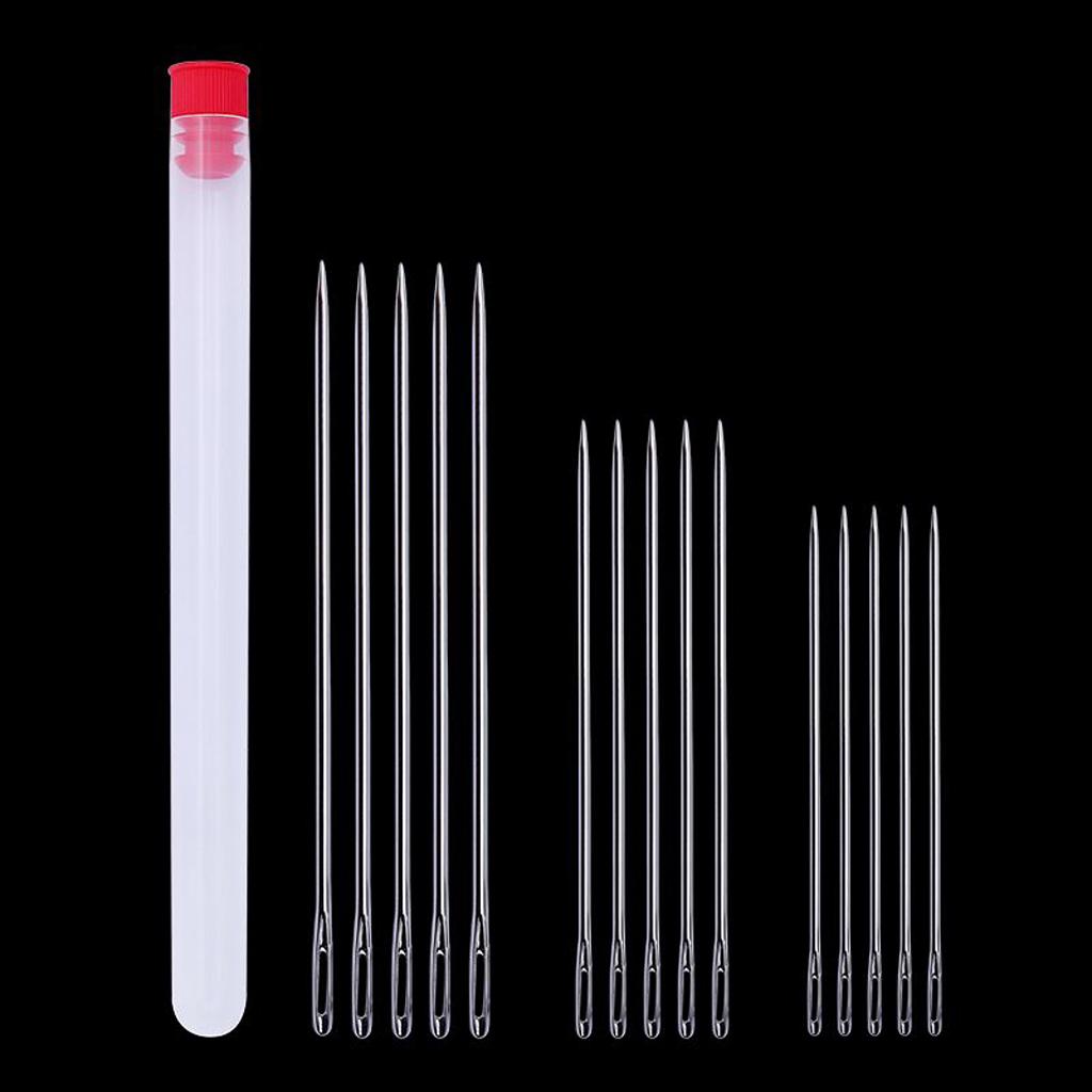 15 Pieces Large-eye Stitching Needles Hand Sewing with Case