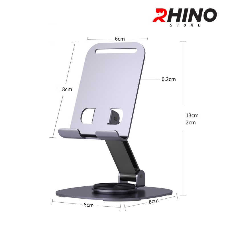 Kệ đỡ điện thoại 360° Rhino KP304, giá đỡ hợp kim nhôm cao cấp để bàn cho tiện lợi có thể gấp gọn - Hàng chính hãng