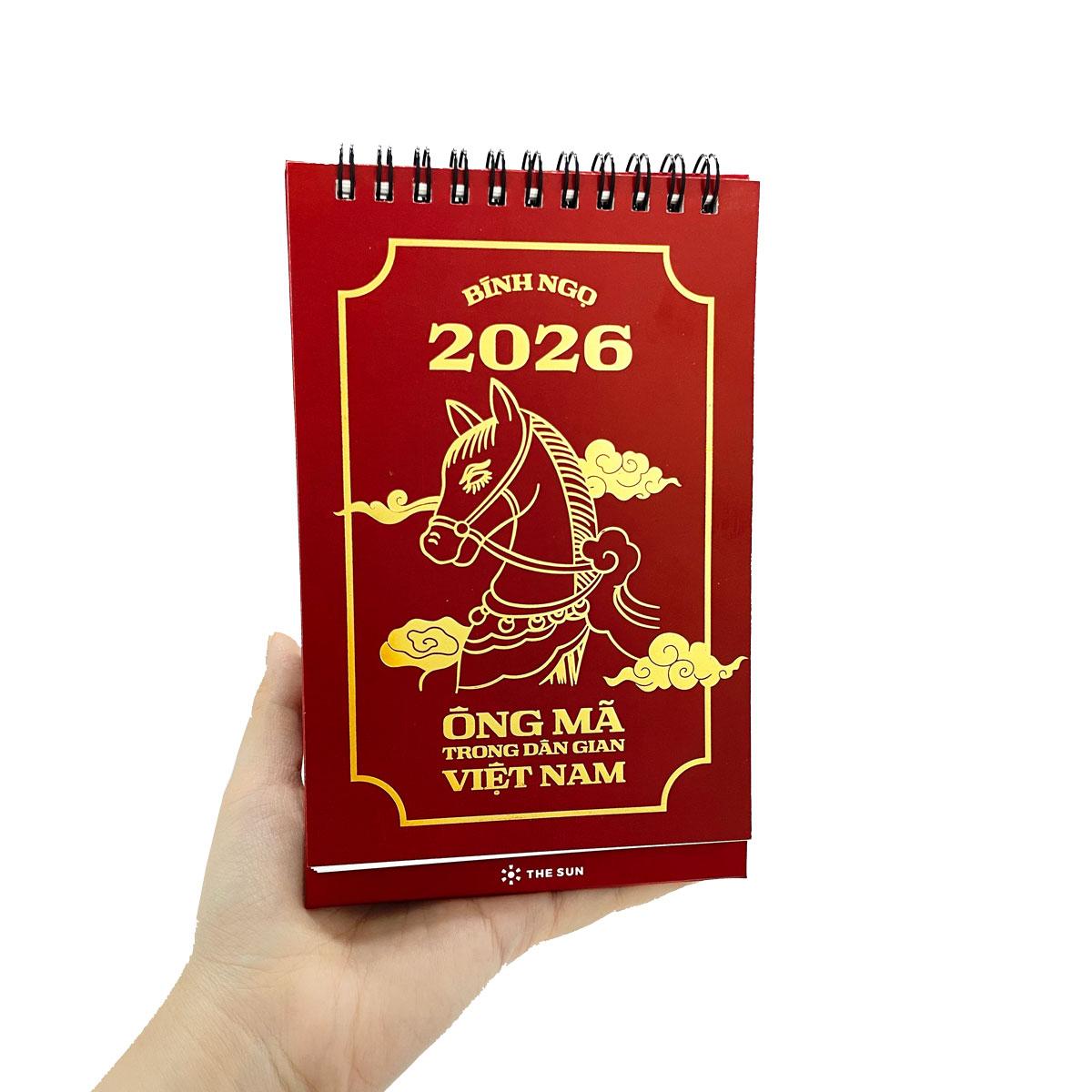 Lịch Bàn Chữ A 2026 - The Sun - Ông Mã - Màu Đỏ