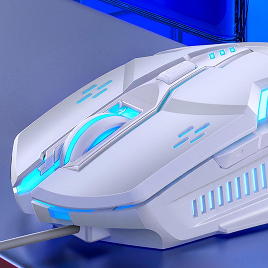 Wired Mouse Six-button Colorful Luminous Gaming Mechanical Mouse White