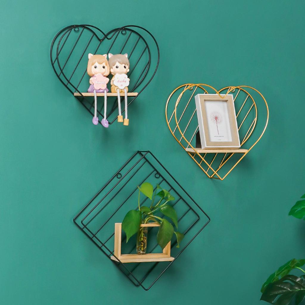 Iron Wall Floating Shelves Wooden for Bathroom Living Room Bedroom Office Decor