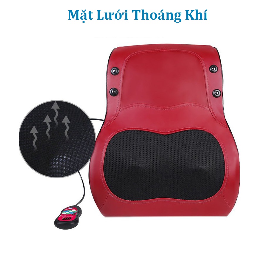 Gối Massage model YJ-M6 , Massage Cổ Vai, Gáy Hồng Ngoại Bản Nâng Cấp 20 bi Đảo Chiều, Gối Mát Xa Hồng Ngoại cao cấp, bản điều khiển cầm tay - Sử dụng tại nhà, văn phòng hoặc trên ô tô - Máy Massage Toàn Thân