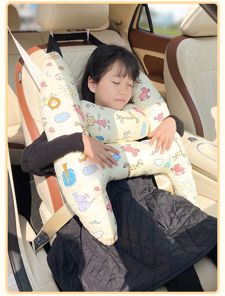 Gối Tựa Đầu Ô Tô Cho Bé Hoạt Hình Có Đai An Toàn – Gối Ngủ Trên Xe Chống Mỏi Cổ Cho Trẻ Em