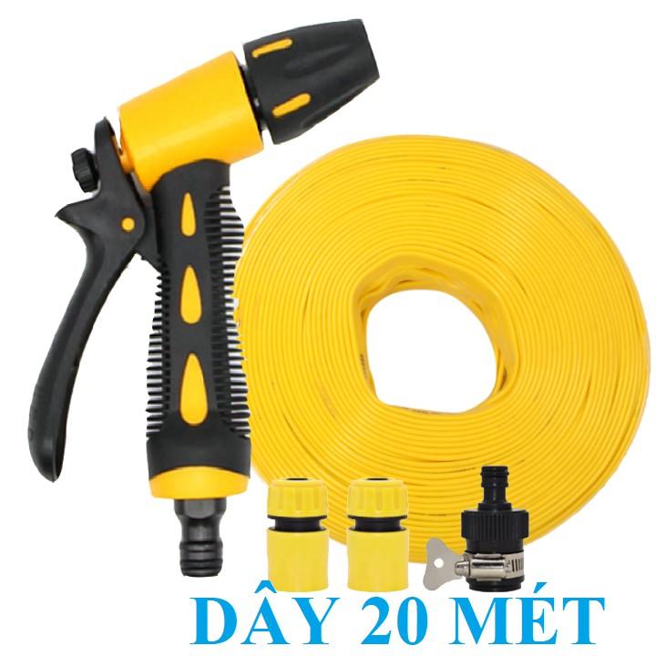 Bộ dây vòi xịt nước rửa xe, tưới cây . tăng áp 3 lần, loại 20m 206319 cút sập, nối đen TL