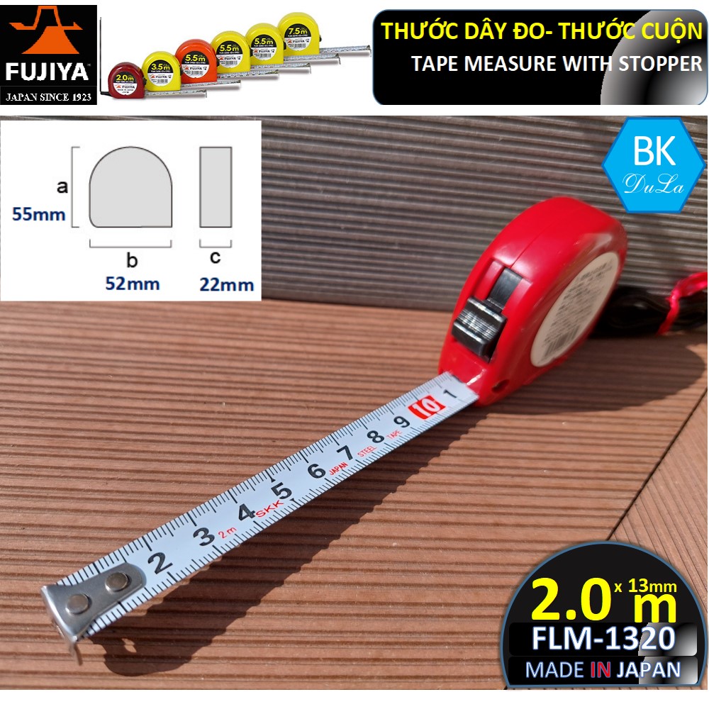 [Hàng SX tại Nhật] Thước dây- Thước cuộn 13mm 2M Fujiya FLM-1320 GENUINE- Made in Japan