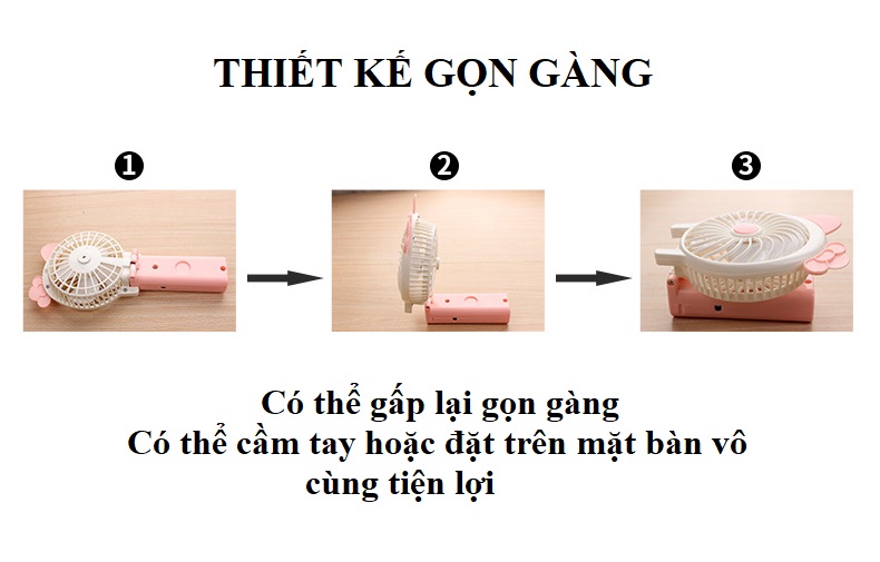 Quạt cầm tay mini thiết kế dễ thương, đáng yêu (màu  ngẫu nhiên )