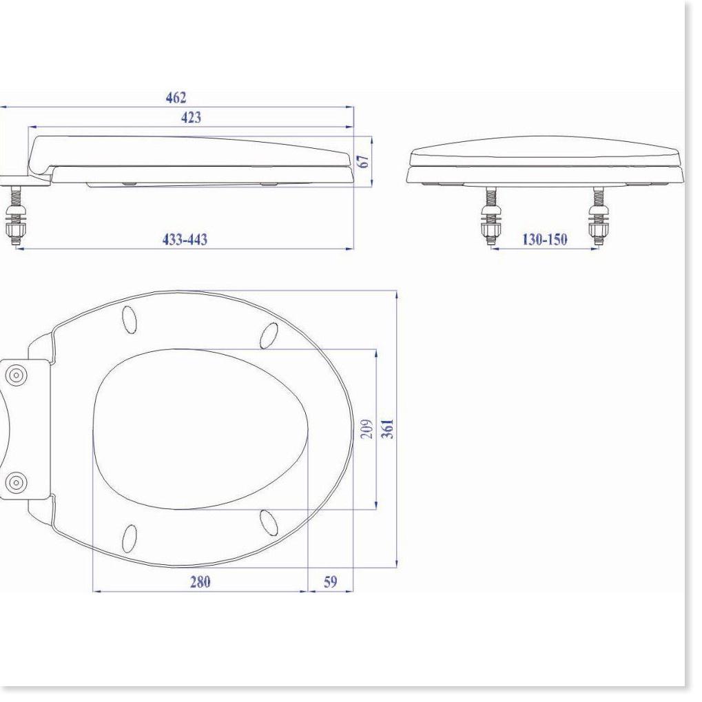 Nắp bồn cầu AD Inax C306, nắp nhựa thay thế vừa cho bồn cầu 2 nhấn của Inax