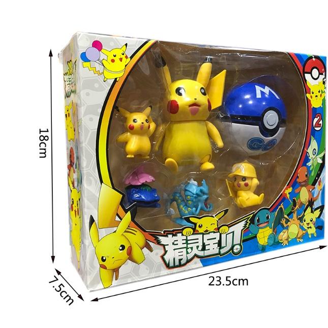 Mô Hình Pokemon, Hộp Các Nhân Vật Pikachu, Hitokage, Zenigame,...Đồ Chơi Dành Cho Các Bé,  Full Box