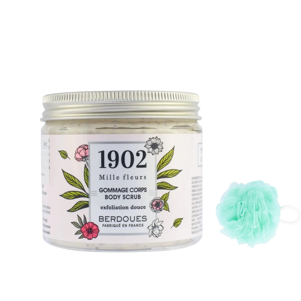 Tẩy Tế Bào Chết Toàn Thân Dưỡng Ẩm, Sáng Mịn Da Berdoues 1902 Mille Fleurs Body Scrub 200ml + Tặng kèm 1 bông tắm tạo bọt