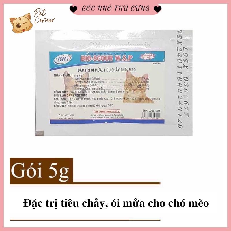 Bio Scour W.S.P giảm tiêu chảy, ói mửa cho chó mèo (Gói 5g)