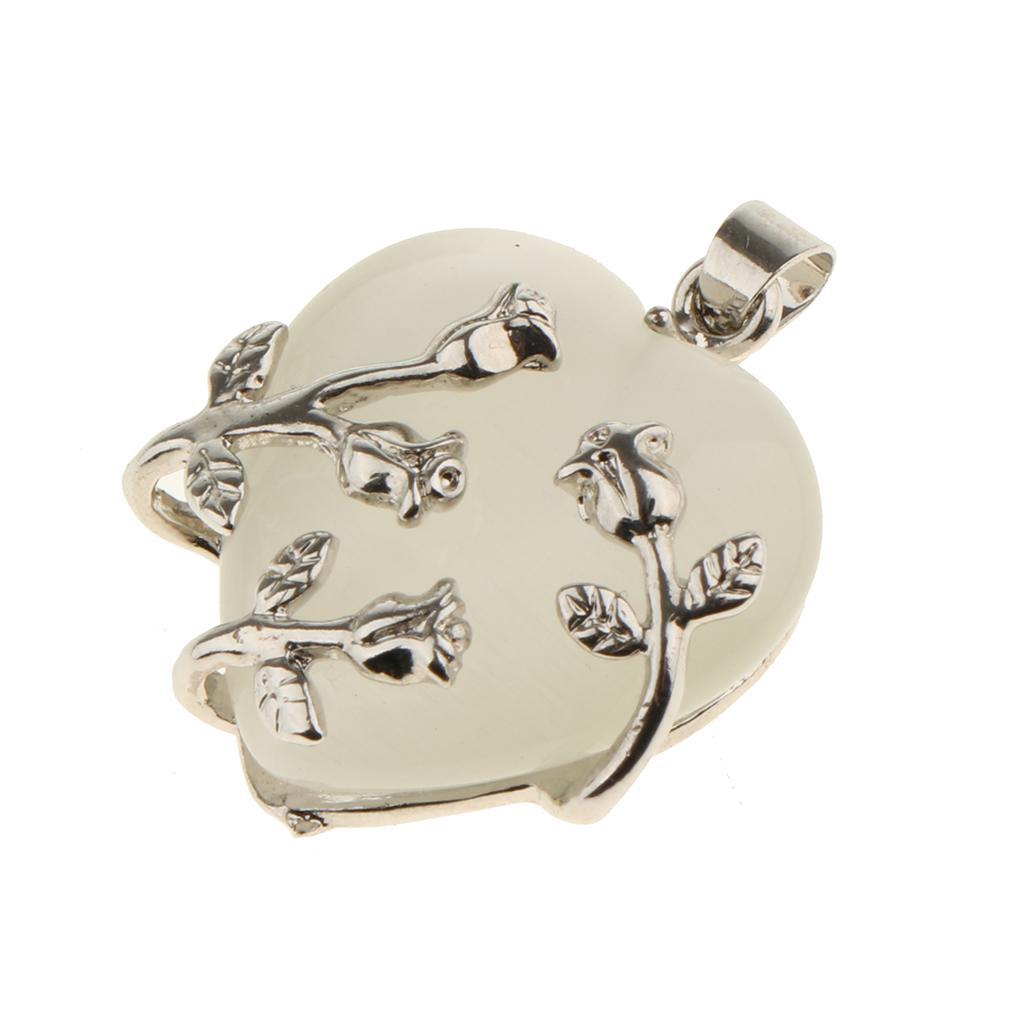 Flower Wrapped Heart Natural Crystal Pendant for Necklace Pendant