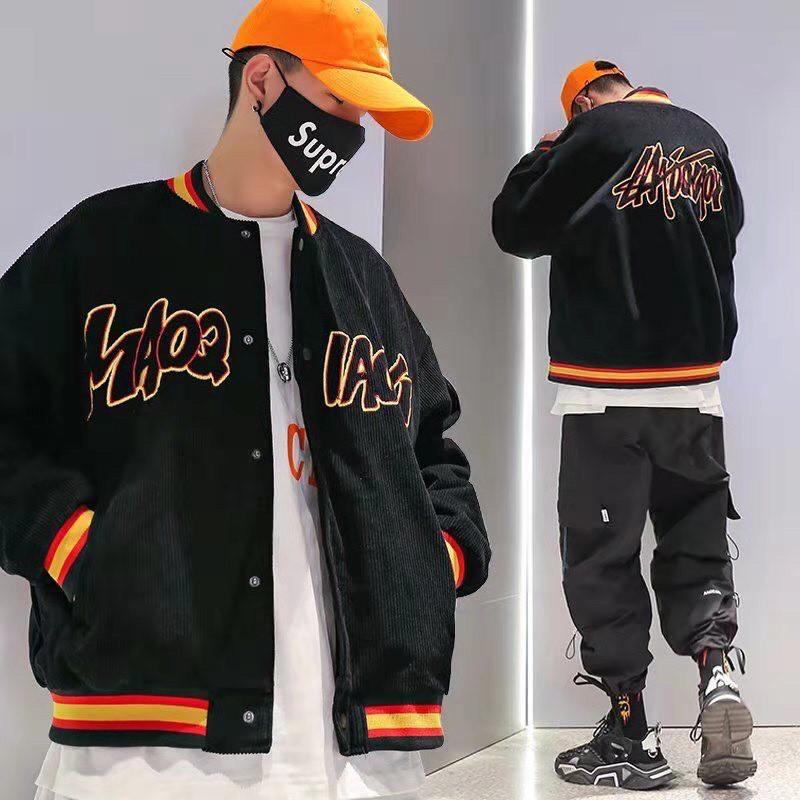 Hình ảnh Áo Khoác Bomber Jackets Kaki Nhung Tăm Thêu IAOR Form Rộng Nam Nữ Unisex HOT TREND