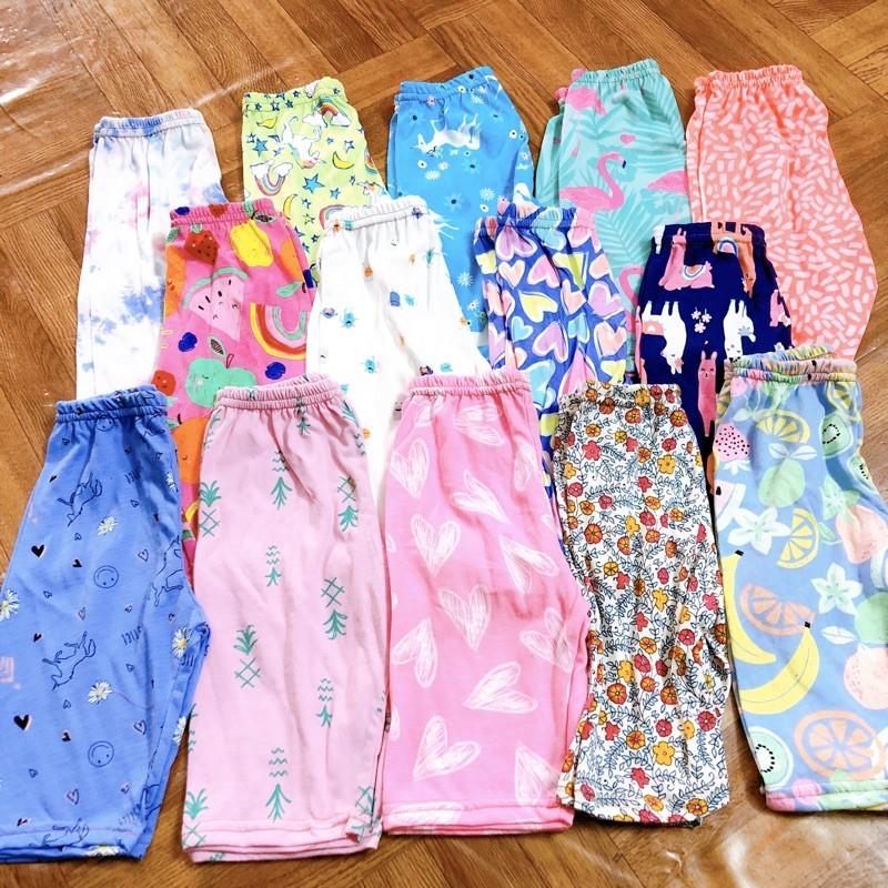 Quần legging lửng đùi bé gái chất cotton vải xuất dư size 8-18kg