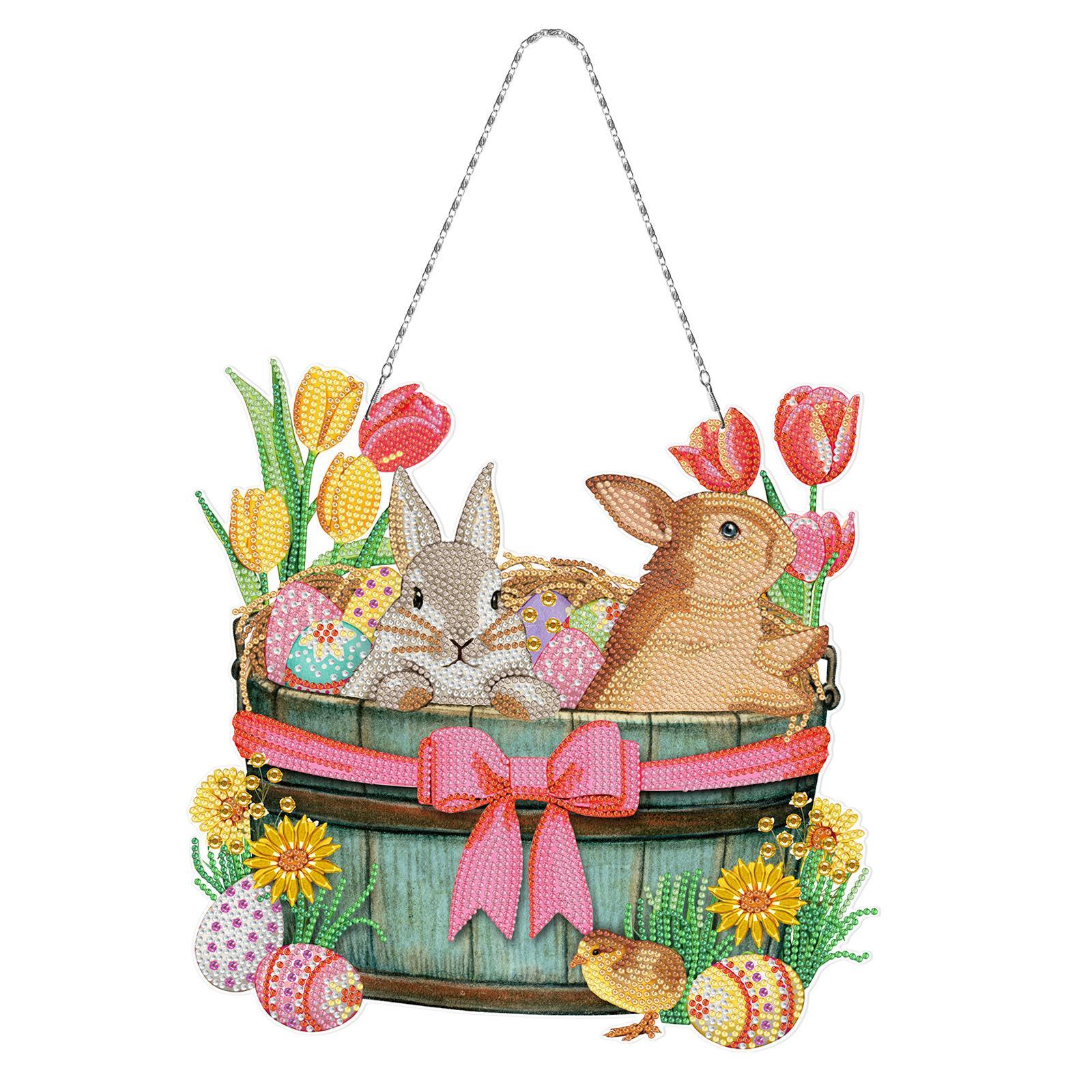 5D Diamond Paint Easter Bunny Hanging Ornament Window Decoration