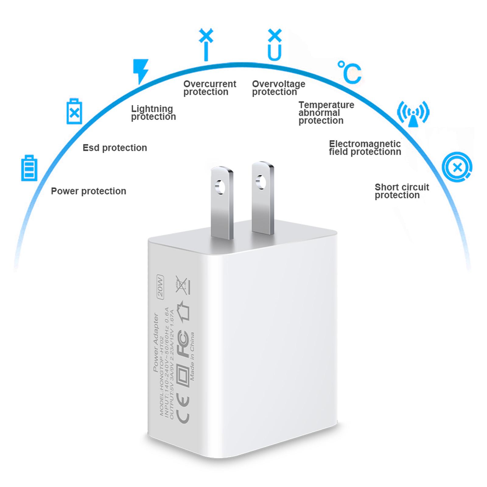 Bộ chuyển đổi nguồn 20W USB-C sạc tường PD 3.0 Loại C Tương thích với iPhone 12 Mini / 12 iPad Pro AirPods Pro