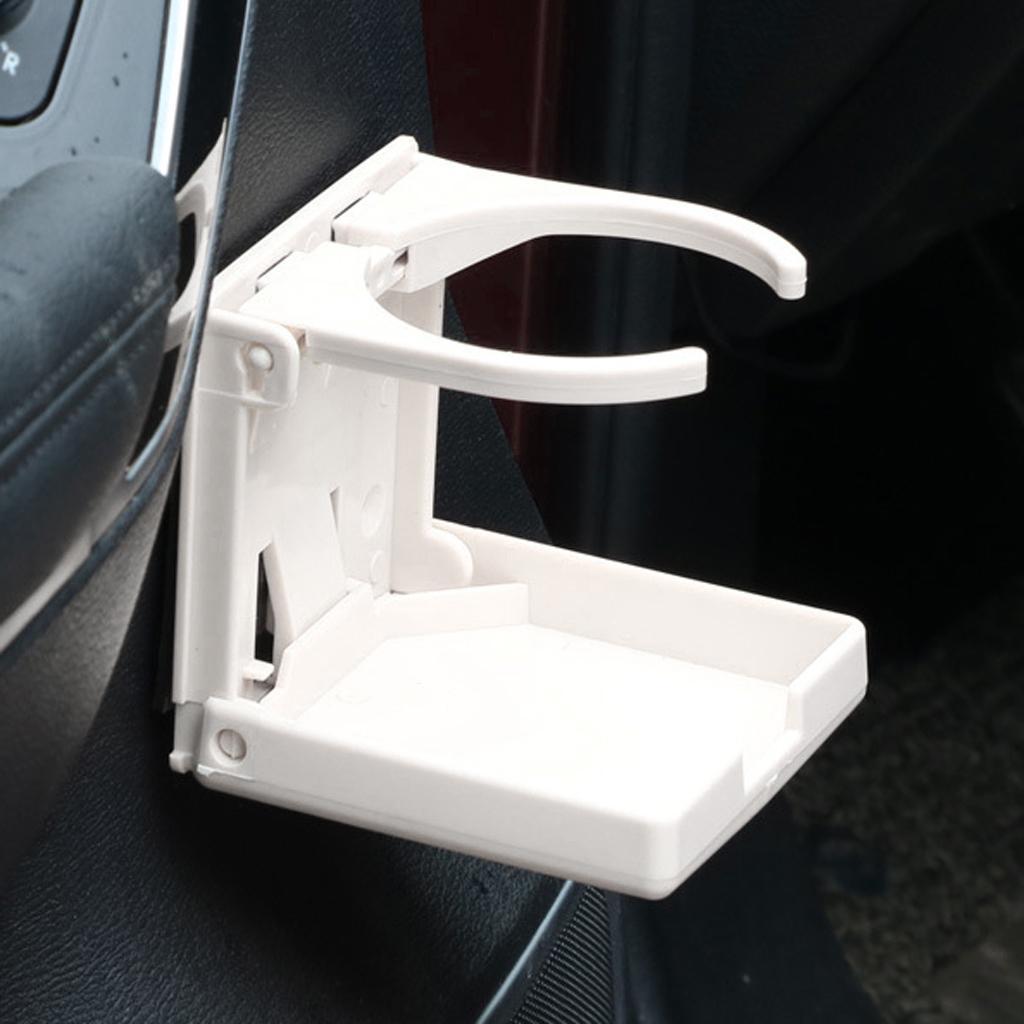 2Pcs White Adjustable Car Vehicle Folding Beverage Cup Drink Holder