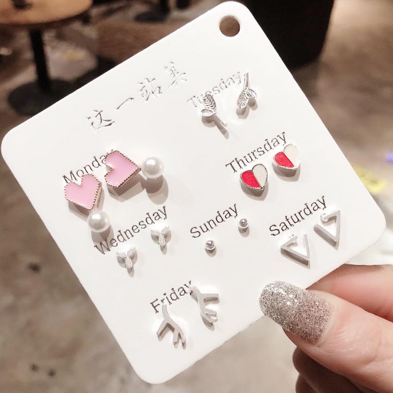 Bộ bông tai 7 đôi siêu dễ thương xinh xắn TIM01