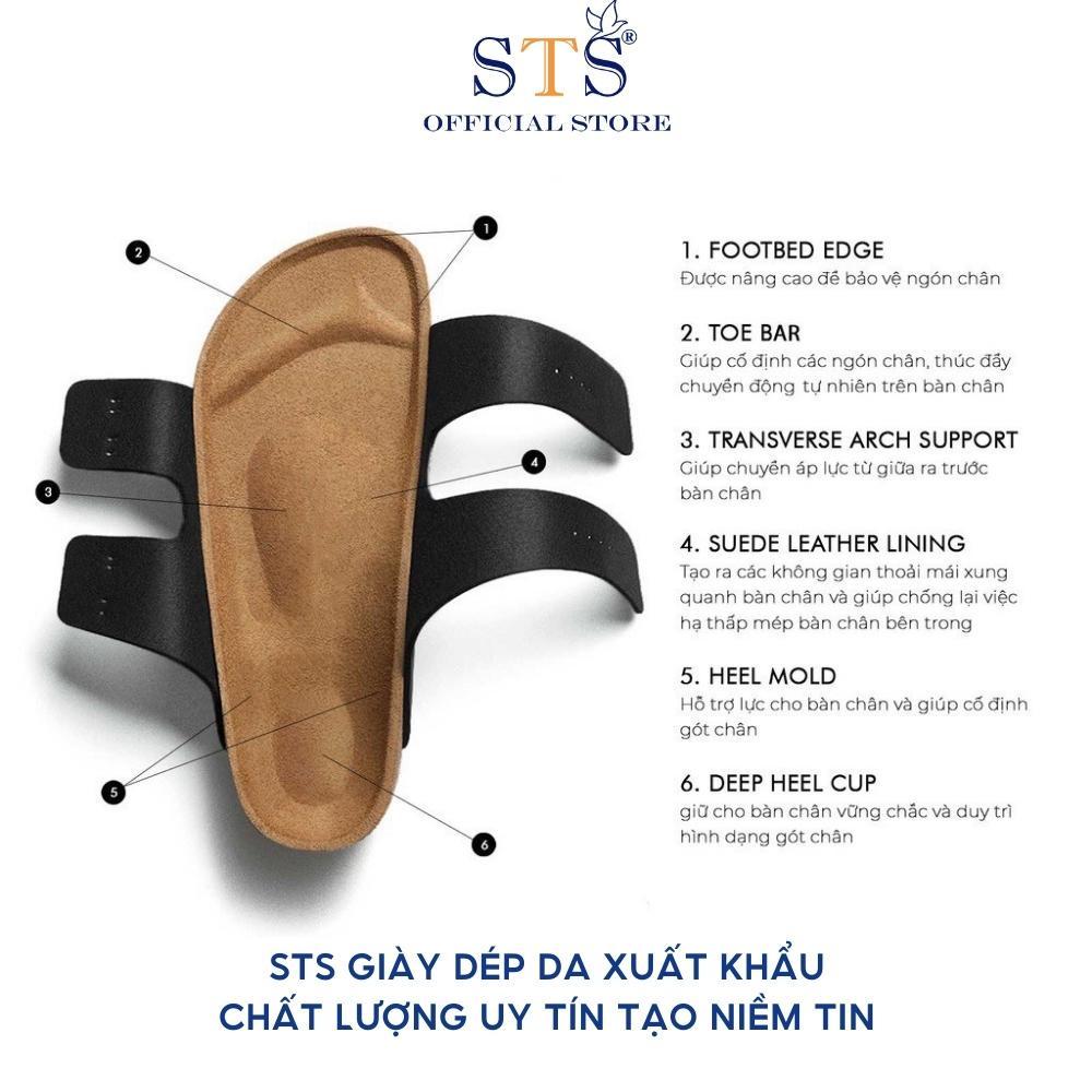 Dép Birken đế trấu unisex nam nữ dep quai ngang DA BÒ THẬT NGUYÊN TẤM cao cấp xuất khẩu ST01 BH 6 tháng