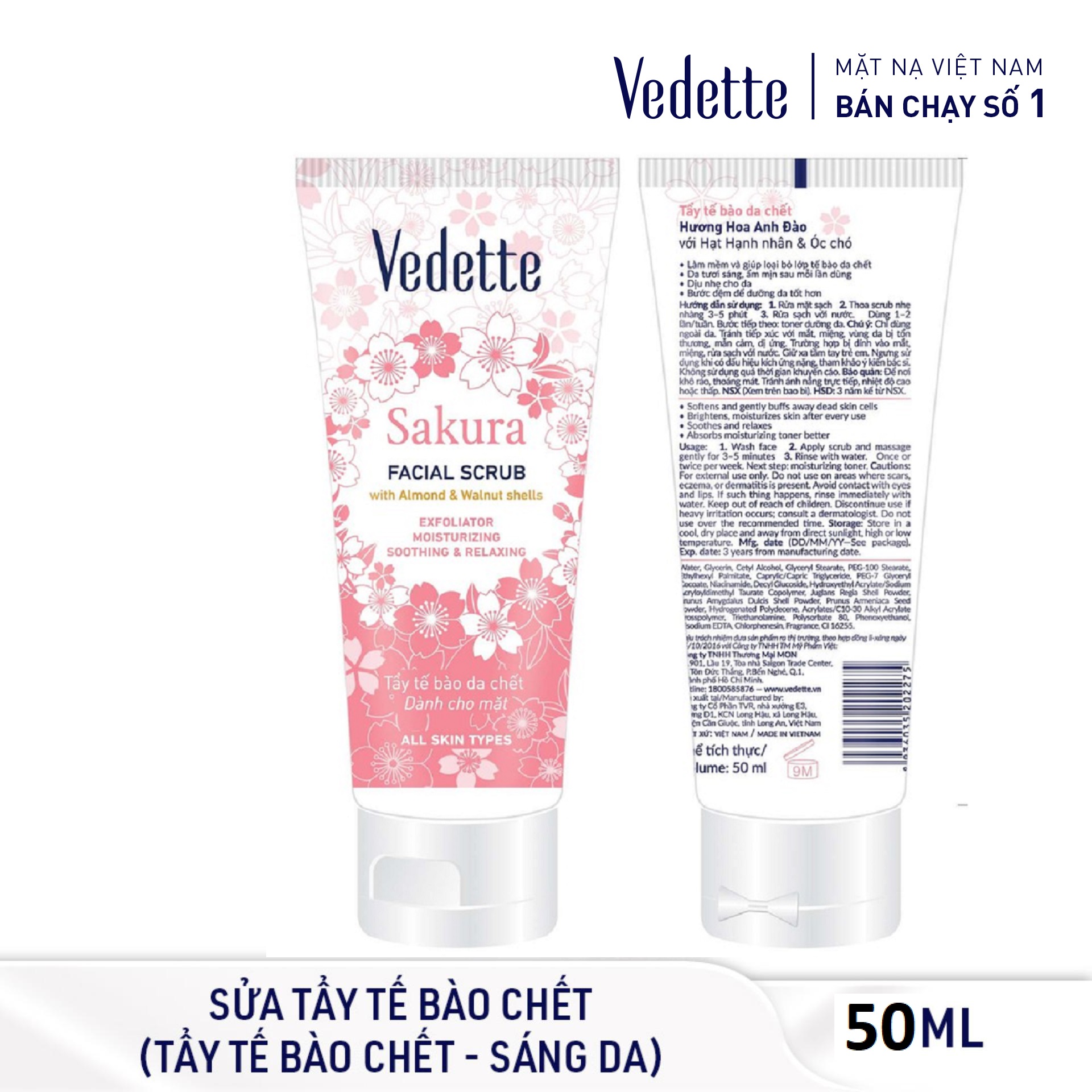 Sữa Dưỡng Sáng Da Và Tẩy Tế Bào Chết 45ml Các Loại VEDETTE - Dưỡng trắng và Tái tạo da