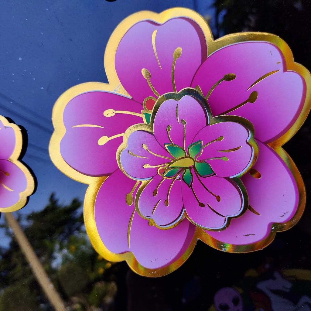 Set Hoa đào mai 3D lập thể trang trí tết dán bằng keo hai mặt