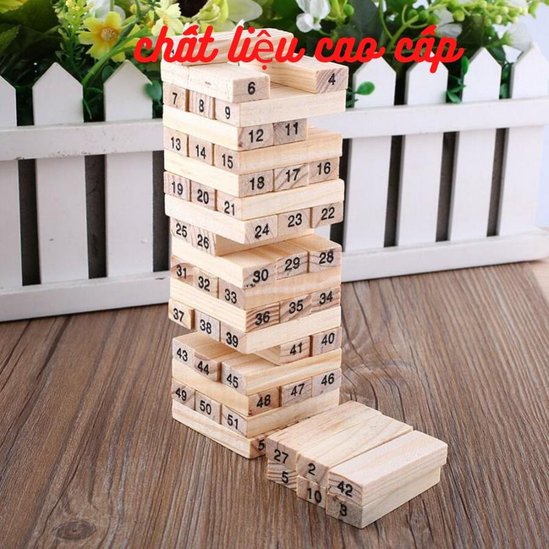 Bộ Đồ Chơi Rút Gỗ Xếp Hình 54 Thanh Loại Nhỏ Kèm Xúc Xắc