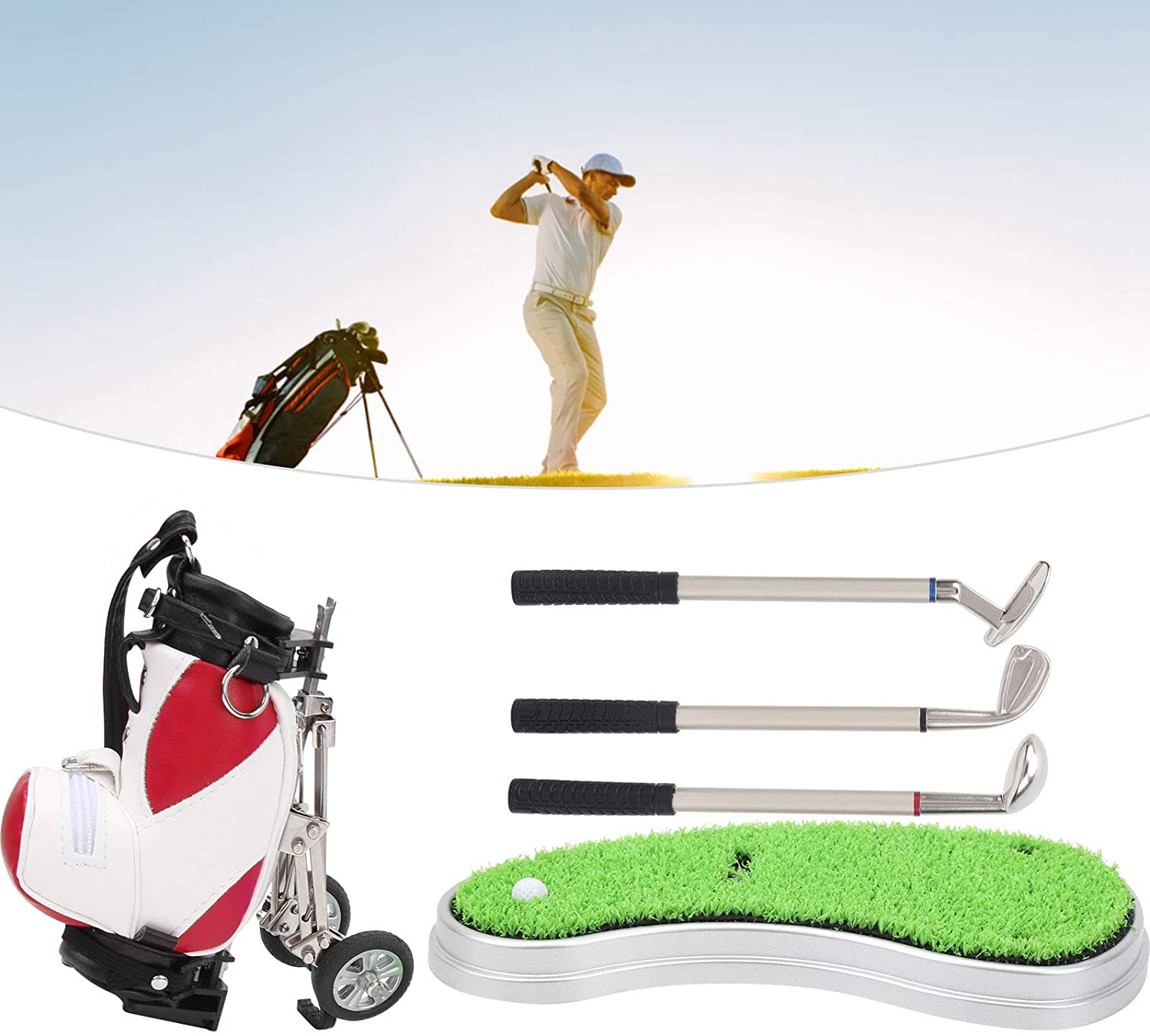 New 2022 - Quà tặng cho doanh nhân chơi golf - Bộ bút ký mini - hình bộ túi gậy để bàn sang trọng